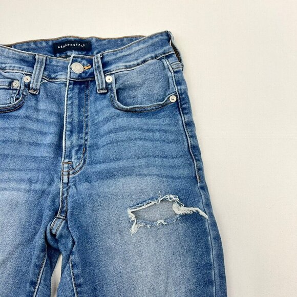 Aeropostale Womens Distressed Jeggings  Five Pocket Size 4 - Picture 3 of 9